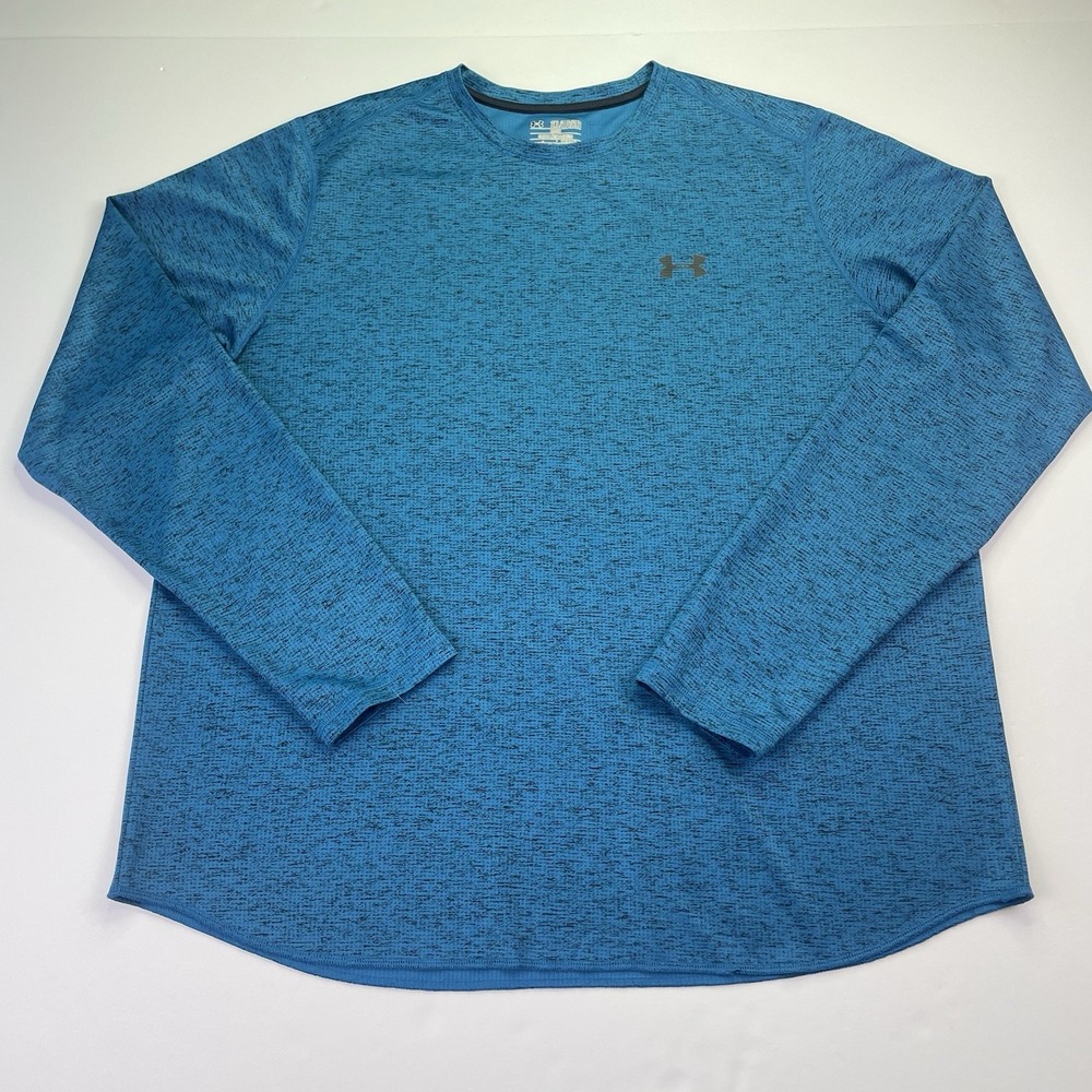UNDER ARMOUR T Shirt Men's XXL Blue Long Sleeve Heatgear Crewneck